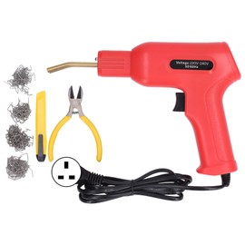 50W Hot Stapler Automotive Plastic Repair Machine Car Bumper Plastic Repair Welder Kit with 4 Types Nails Red UK Plug 220-240V