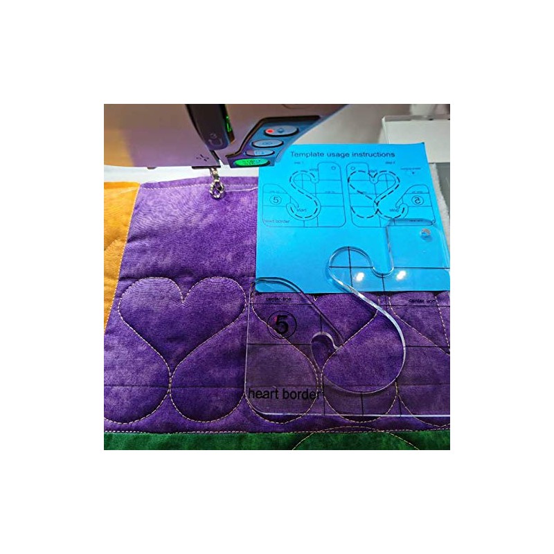 YICBOR Heart Border Template for Quilting Fits Inside FMQ Grip