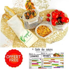 Charka Bags Reusable Produce Bags - Mesh Cotton Fruit and Vegetable Drawstring Bag -Set of 8