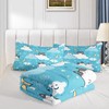 QOOMO Cat Comforter Twin Size,Blue Cloud Cats Comforter Set for