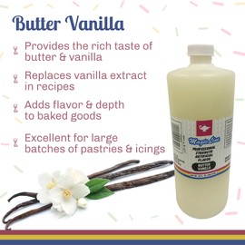 Magic Line Butter Vanilla Flavoring Oil for Baking - Replaces Vanilla Flavor Extracts (32 Ounces)