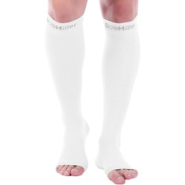 Doc Miller Open Toe Compression Socks 1 Pair 20-30mmHg Support Circulation Recovery Shin Splints Varicose Veins