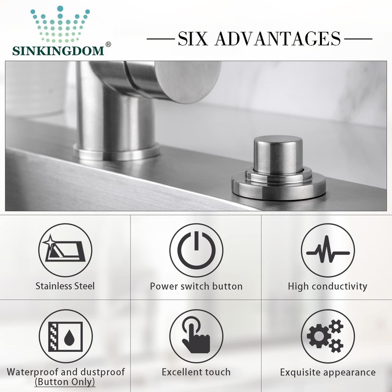 SINKINGDOM SinkTop Air Switch Kit (Long Full Brass Button) for