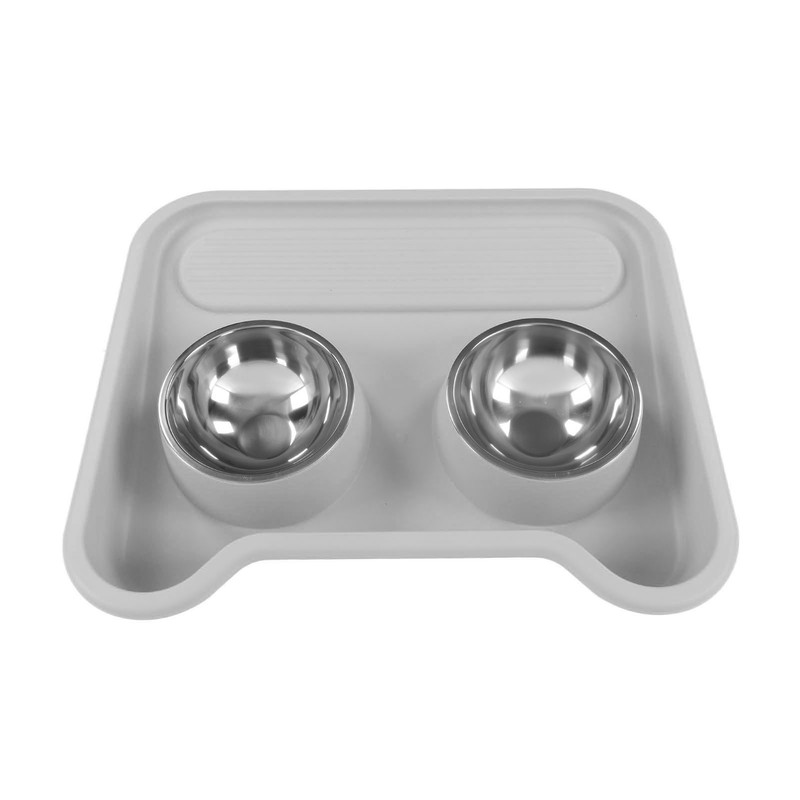 Cat Water Food Bowl 15 Degree Tilt Prevent Spill Stainless