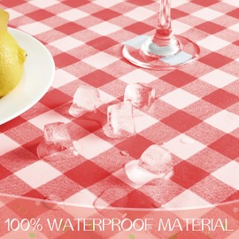 Romanstile Oilcloth Tablecloth Red and White 100 x 140 cm Checked Rectangular Tablecloth Outdoor Weatherproof PVC Tablecloths Plastic Country House Style Decoration for Summer, Spring, Easter, Party