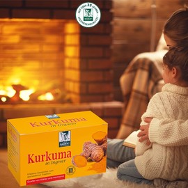 BADERs Kurkuma in Ingwer Tee aus der Apotheke. Erlesener Gewürztee nach ayurvedischer Tradition, 20 Aromaschutz-Filterbeutel