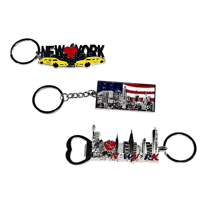 12 Pack NYC Multicolor Souvenir Collection New York Metal Keychain
