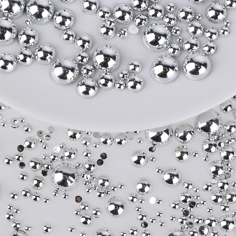 2-8mm 1000pcs Imitation Silver Beads Hemisphere Flat Back Beads for