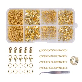Zythrem 300 Pieces Jewellery Making Accessories, Chain Clasp, Lobster Clasp, Jump Rings, Bracelet Clasp Set, Bracelet Clasps for Jewellery Making, Gold
