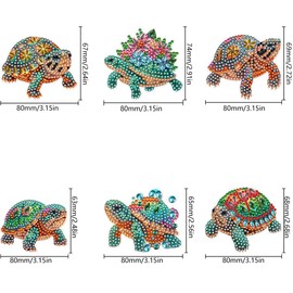 Meecaa 6 Pieces Turtle Animal Fridge Diamond Art Magnet Set Diamond Art DIY Home Decoration (Tortoise)