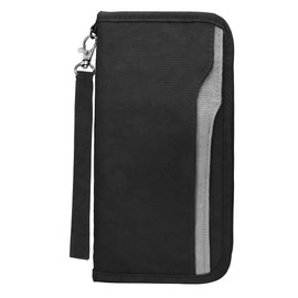 ZOPPEN Passport Holder Family Women/Men, Travel Wallet RFID Passport Wallet Travel Essentials Documents Organizer Zipper Case with Removable Wristlet Strap, Black