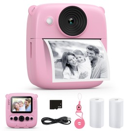 CalineGam Kids Camera Instant Print, 48MP Kids Digital Video Cameras with 32GB Card & Photo Paper, 2.0" Instant Camera for Kids, Christmas Birthday Gifts for Age 3-12 Girls Boys (Pink)