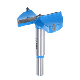 sourcing map Forstner Drill Bits 2-1/6 inch / 55mm Round Shank 2/5 inch, Carbide Forstner Bit Woodworking Hole Opener Cutter Tool for Wood Drilling/Cabinet Hinges, Blue