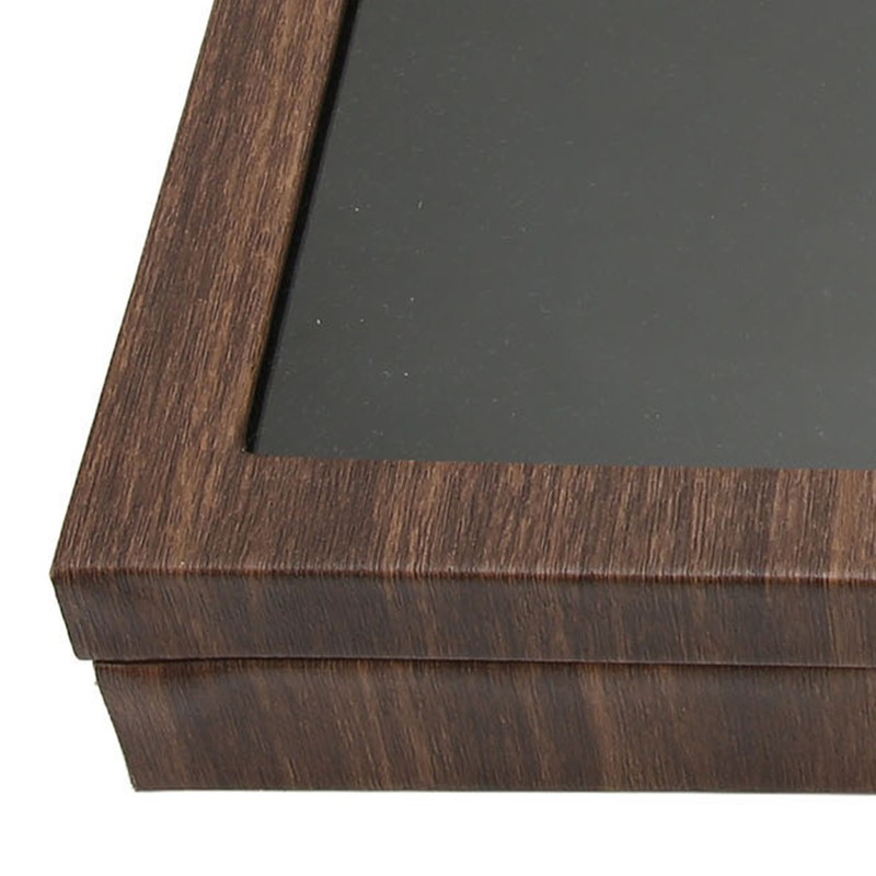 Pin Display Case Large Black PU Leather Dustproof Glass Widely