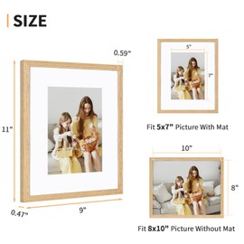 8x10 Picture Frame Set of 4, Displays 5x7 with Mat or 8x10 Without Mat