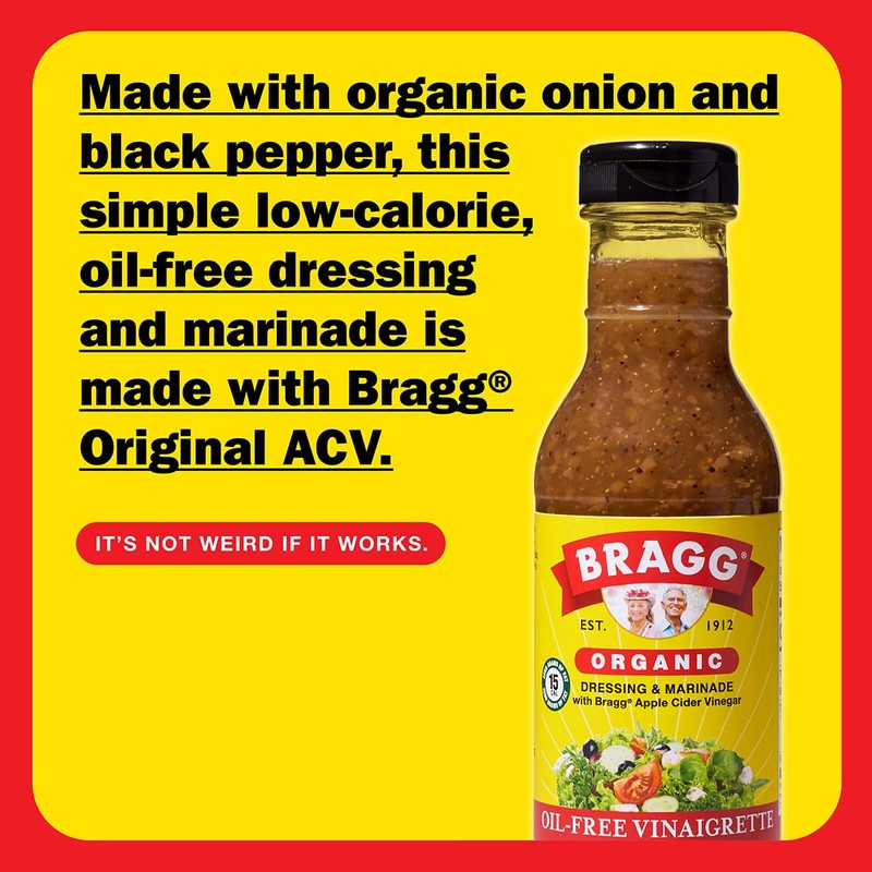 Bragg Organic Oil-Free Vinaigrette Salad Dressing and Marinade - 12