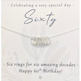 Lilian Belle Sterling Silver Birthday Necklace Gift for Women 30th 40th 50th 60th 70th (60th necklace 16-18")
