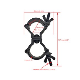 1-1/2" Truss Dual Swivel Coupler Clamp Stage DJ Lighting Clamps 1.49-1.57 inches Heavy Duty Aluminum Alloy 220lbs for 38-41mm OD Pipe 2 Pcs (Black)