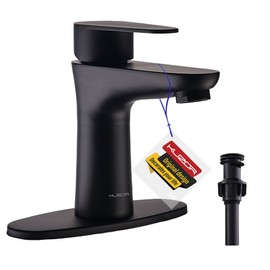 KUZOR 1Pc 304 Stainless Steel Bathroom Faucets, ‎5-Minutes Installation, Single Hole Sink Faucet Easy to Handle - for Bathroom/Vanity/Rv - 5.91 Inch Faucet Height, 35.9 Oz Weight - Matte Black