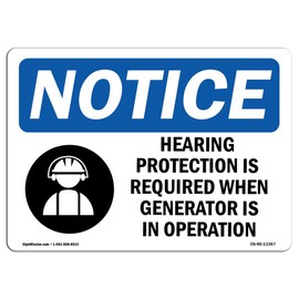 OSHA Notice Sign - Hearing Protection is Required Sign with Symbol | Vinyl Label Decal | Protect Your Business, Construction Site | Made in The USA