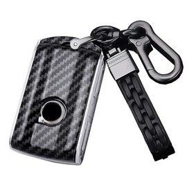 ontto Key Fob Cover with Keychain Car Key Holder Full Protection Fit for Volvo XC60 XC90 S90 V90 XC40 Carbon Fiber Black