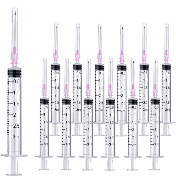 25 Pack 3ml 18Ga Lab Syringe Tools with Measurement, Individually Packed