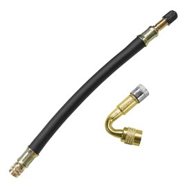 ZIMISI 2PCS Tire Valve Extensions, 45 Degree Brass Tire Valve Extension Adaptor with 8.26'' Flexible Rubber Tire Valve Stem Extension, Schrader Tire Valve Stem Tool for RV, Car, Bike (45 Degree)