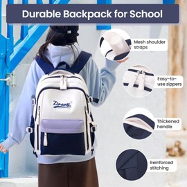 Tanou School Backpack Girls Teenagers Large Kids School Bag Girls from 9 to 16 Years Nylon Backpack School Teenager 3rd to 7th Grade for School Travel Casual, blue, Backpack