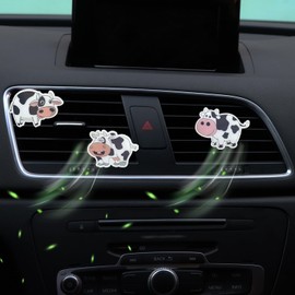 3 Pcs Air Vent Clips, Cute Cow Air Conditioning Outlet Clip Car Air Fresheners Vent Clips Car Interior Decor Charm Car Decoration Cute Car Accessories for Women Girls