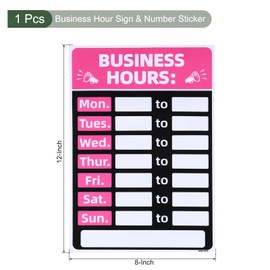 YOKIVE Business Hours Sign, Open Time Sign, PVC | Time Sign, Perfect for Offices, Hotels, Stores and Restaurants (Pink, 8" x 12" x 0.02")