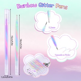 Ailvor Rainbow Glitter Gel Pens, Pack of 12 Glitter Gel Pens, Glitter Pens Gel for Children Adults Colouring Book Drawing Doodling Scrapbook (Pastel)