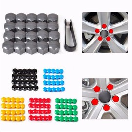 21 mm Nut Covers, Pack of 20 Wheel Bolt Caps with Removal Tool, Hexagonal Tyre Nut Covers, Wheel Nut Covers, Wheel Bolt Caps, Wheel Nut Cap, Wheel Bolt Protection, Cover Grey