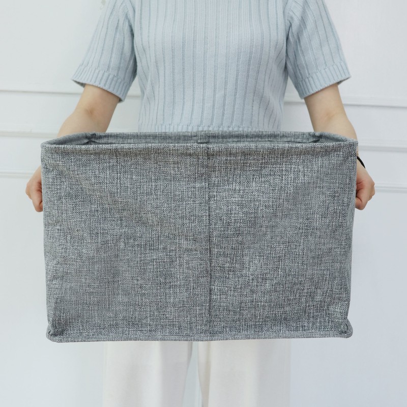 Hanui Tongsang folding square handle fabric basket storage basket, beige