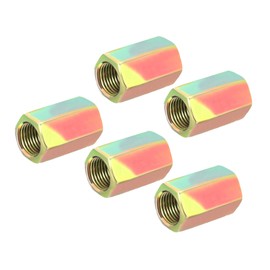 sourcing map Hex Coupling Nuts M10 x 1mm Fine Thread 24mm Length Sleeve Stud Rod Adapters Pipe Connectors Colorful Pack of 5