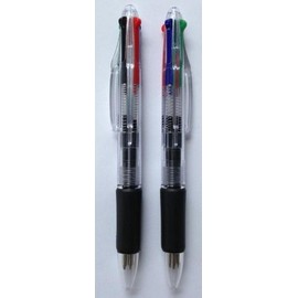 Cambridge Lifestyle 4 x Multicolour Retractable Ballpoint Pens with Grip, 4 Colours BLACK, GREEN, RED, BLUE. 4 in 1 Multi-Colour Ball Point Biro Pens, 0.7mm writing line