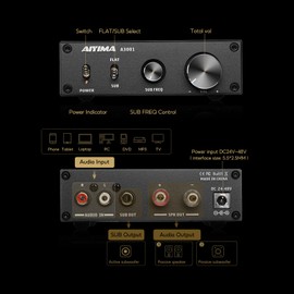 AIYIMA A3001 Mini Stereo Amp 300W Subwoofer Amplifier TPA3255 Class D Mono Amp with Full-Frequency & Sub Bass Home Audio Speaker amp+ DC36V 6A Power Adapter