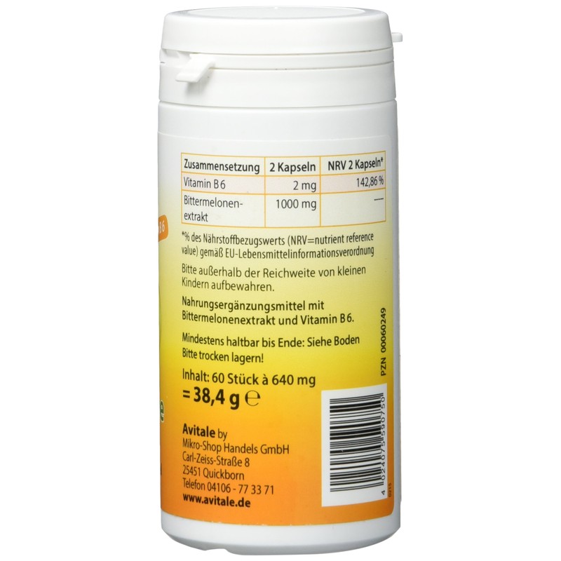 Avitale Bitter Melon 500 mg, 60 Capsules, 1 Pack (38G)