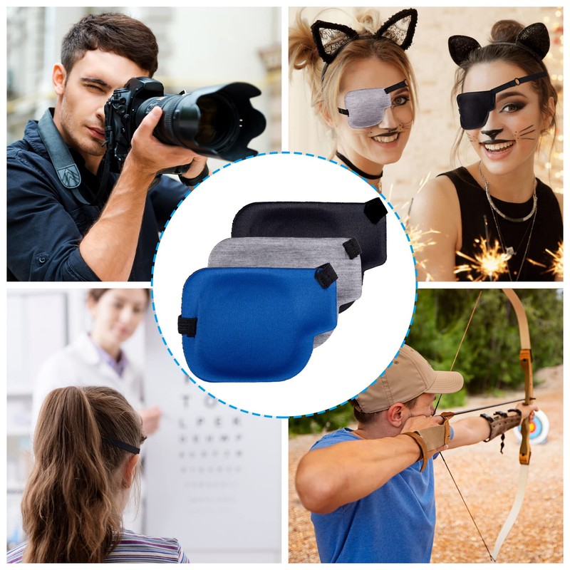 PAGOW 3Pcs 3D Eye Patches for Adults, Adjustable Eyepatch for
