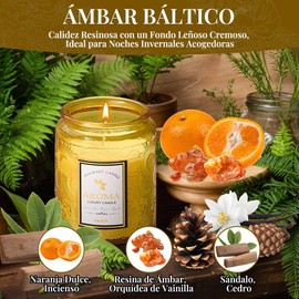 Nasjac Velas Aromaticas Vela Cera de Soja (7oz), Velas Perfumadas 100% Natural, Vela Lavanda/Rosa/Ámbar 200g, Para Relajantes Y Meditación, Regalo para Mujer Regalo Día de la Madre, Regalos de Navidad