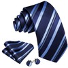 Barry.Wang Men's Silk Business Ties with Handkerchief Cufflink Stripes Plaid