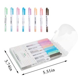 Woerma 8PCS Curve Highlighter Pen Set Flair Pens Midline Markers Highlighter Colored Highlighters Double Ended Curve Pen for Adult Teenage Kids Great for Card Decoration, Marking, Graffiti, Painting