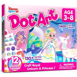 Klever Kits - Kit de arte de puntos de princesa para niños, pegatinas sin manchar para niños pequeños de 3 a 7 años, kits de arte y manualidades, actividad creativa DIY, juguete de viaje, regalos de