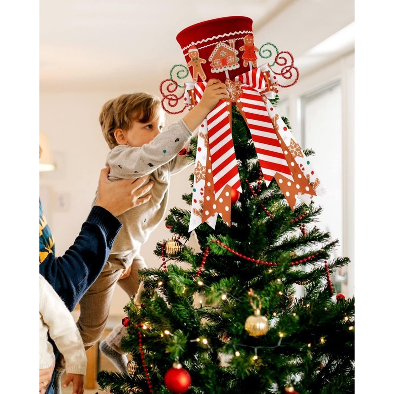 KAHEIGN Christmas Tree Topper, 25CM Large Red Xmas Tree Top