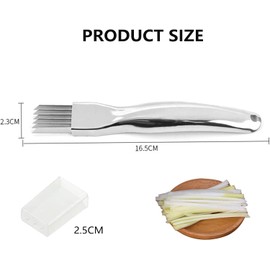Linyongc Stainless Steel Shred Silk Cutter, 2Pcs Green Onion Cutter, Stainless Steel Vegetable Onion Garlic Shred Silk Onion Slicer