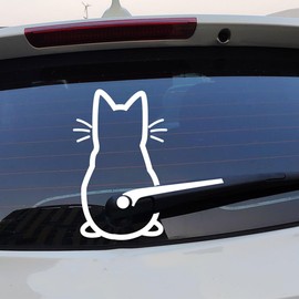 Cat Wiper Sticker, Windscreen Wiper Sticker, Funny Cartoon Kitten Decal, Car Rear Window Decal Sticker Decal, Cat Tail Car Windscreen Wiper Sticker