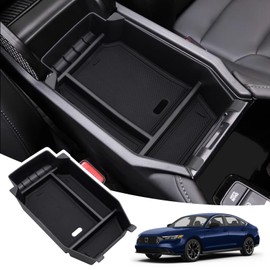 PIFOOG Center Console Organizer for Honda Accord 2025 2024 2023 Accessories Car Storage Armrest Box Tray with Anti Slip Mats Black 1PC