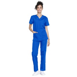 CHEROKEE womens Unisex Top and Pant Medical Scrubs Set, Royal, 5X-Large US