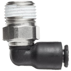 Legris 3109 53 11 Nylon & Nickel-Plated Brass Push-to-Connect Fitting, 90 Degree Elbow, 1/8" Tube OD x 1/8" NPT Male
