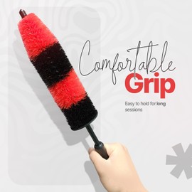 Crystal Clean Car Care Pack of 1 Wheel Brush - 17Inch Long, Soft Bristle, No Scratch Car Wheel Cleaner Brush - Detailing Brush for Tires, Wheels, Rims, Exhaust Tips, Vehicle Engine, Motorcycles