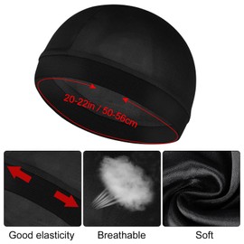 YUXIANLB 2Pcs Stocking Caps for Men Stocking Caps Black Silk Wave Cap Sleeping Hat Compression Over Durag Shower Hair Bonnet Soft Breathable Satin Cap for Men Unisex